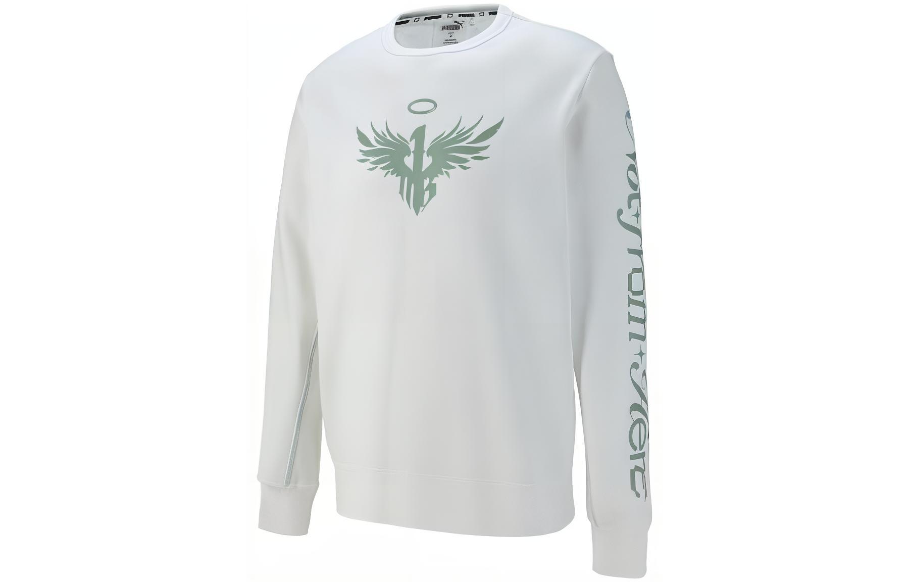 PUMA Sweatshirts Men s White Crew Neck Moderate Regular 621966-02 S