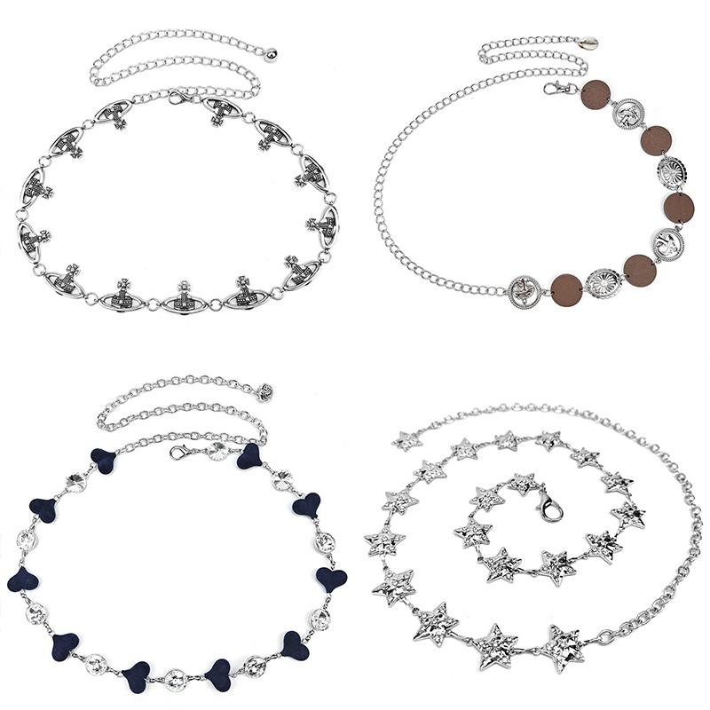 Vintage Adjustable Female Waist Chain Fashion Punk Star Planet Pendant Metal Waist Belt Dress Suit Jeans Waistband Decoration