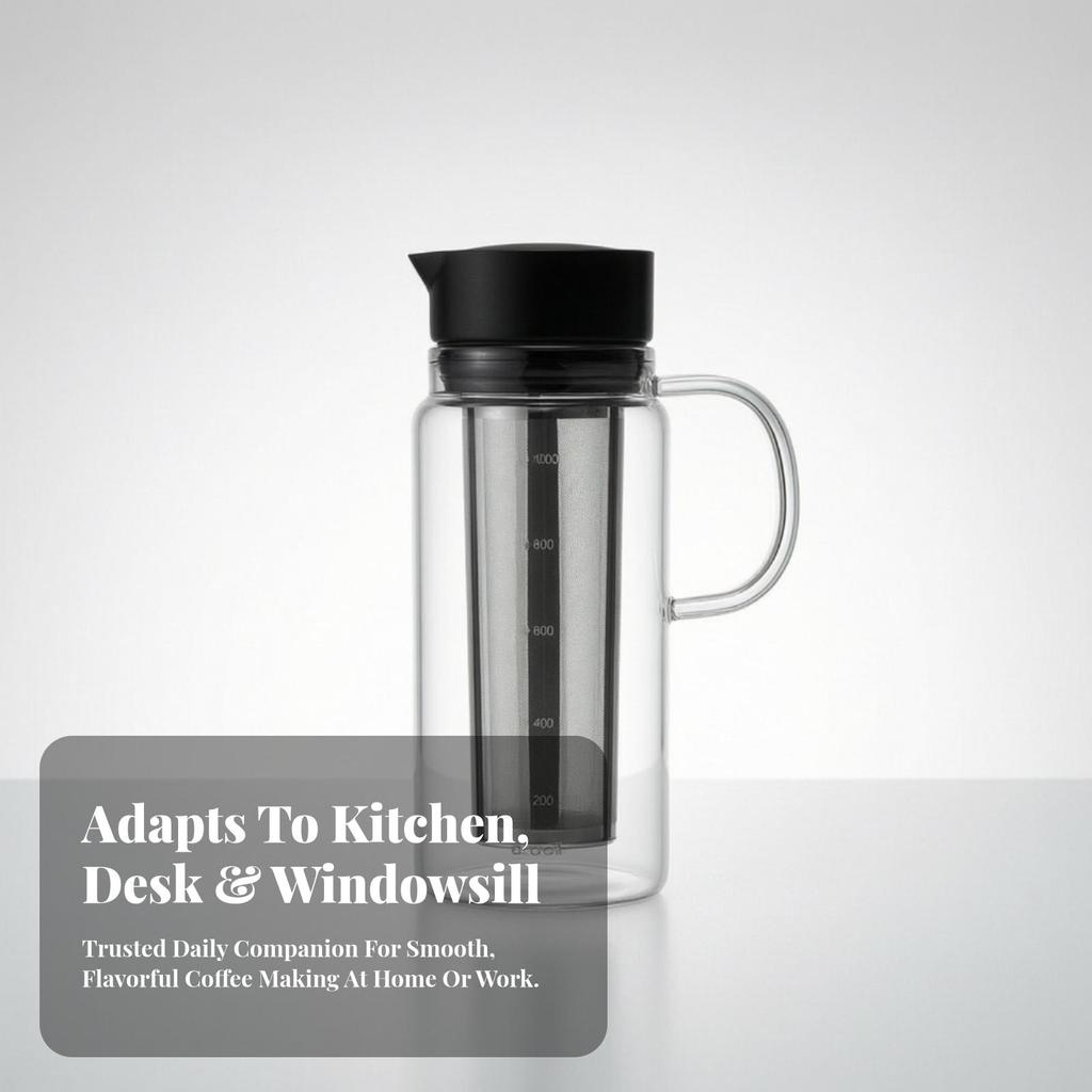Cold Brew Coffee Maker Reusable Glass Pitcher with Lid Sun Tea for Kitchen