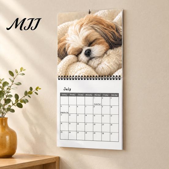 Yearly Appointment Planner Shih Tzus 2027 Wall Calendar, Cute Dog Hanging Planner, 12 Functional Room Organizer Monthly Calendar with Spiral