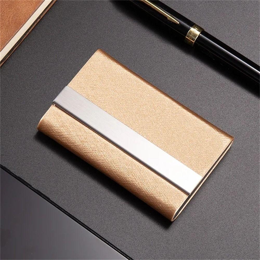 

Magnetic Buckle Name Card Holder Stainless Steel ID Case Wallet Business Card Case Office Supplies