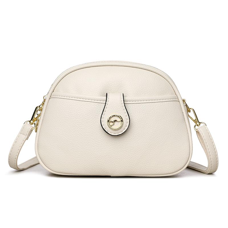 Women's Crossbody Bag Soft Leather Small Square Bag Multi-Compartment Shoulder Bag