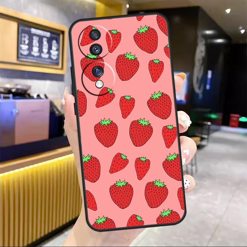 Strawberry Red Cover For Honor Magic 4 Lite Magic 5 Pro X6a X7a X8 X9a Honor 8X 9X 10 50 70 90 Lite Case