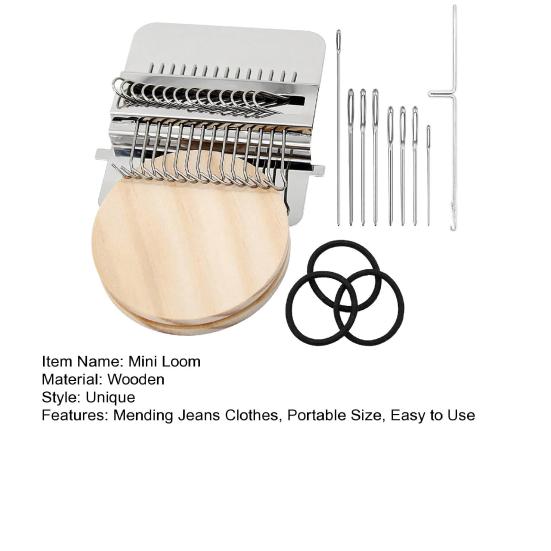 1 Set Small Darning Loom Weave Tool with 10/12/14 Hooks DIY Mending Jeans Clothes Mini Darning Machine Weaving Loom Kit