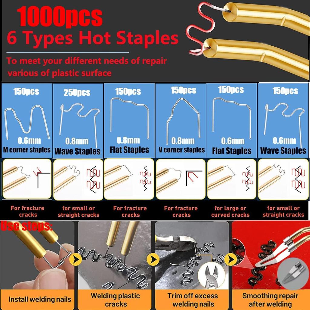 Upgraded 220W Plastic Welder Kit, 2-in-1 Repair Tool with Hot Stapler and Rods for Car Bumper Fix