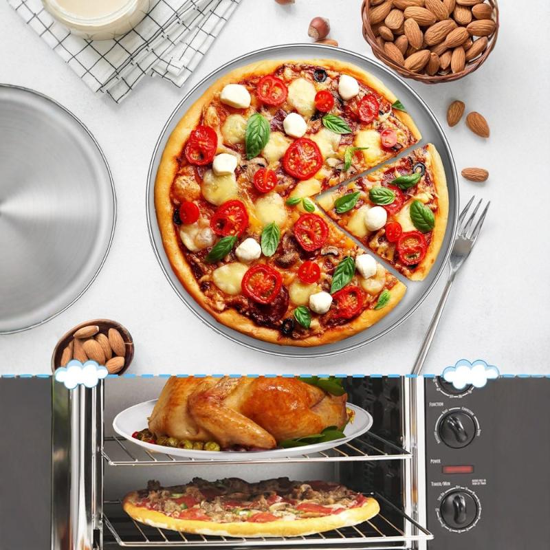 2Pcs Silver Stainless Steel Round Plates Rust Proof Food Safe Dinner Dishes for Home Outdoor BBQ Camping Picnic
