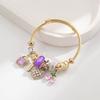 Jewelry Fashionable Golden Stainless Steel Bracelet Women Featuring Minimalist Beaded Design Heart-and-Cherry Zircon
