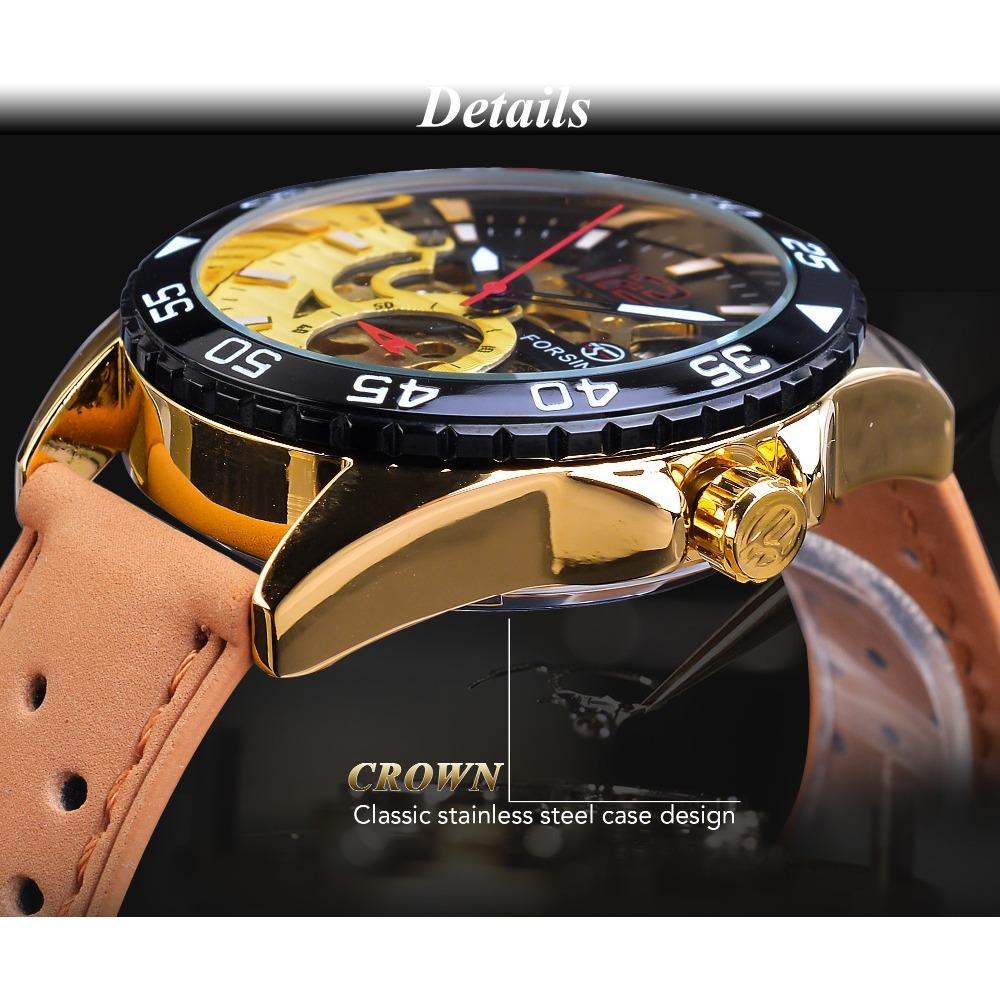 Forsining Men's Fashion Casual Hollow Waterproof Automatic Mechanical Watch GMT1155-1-A