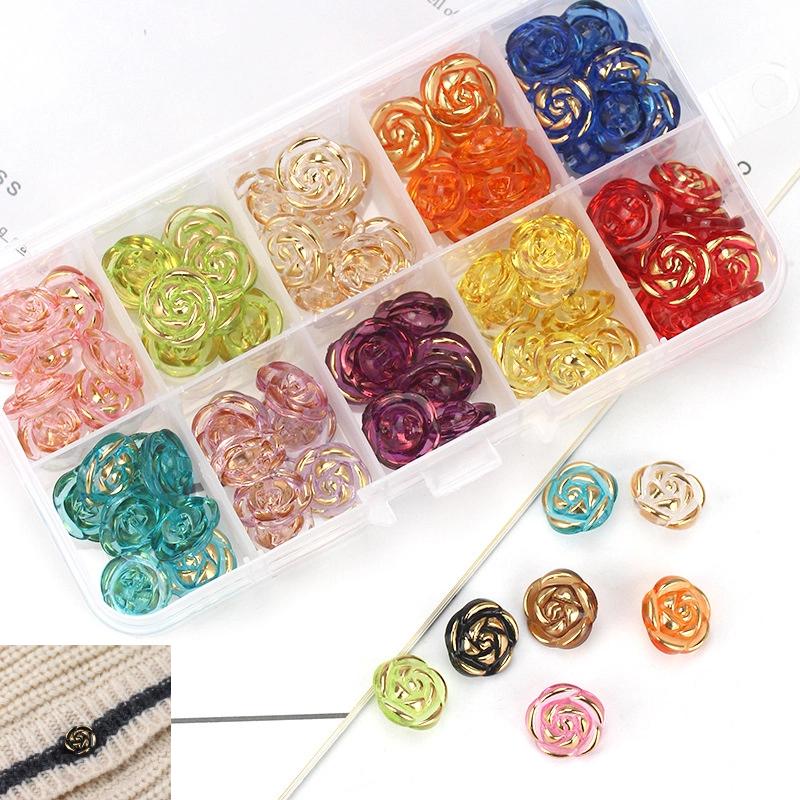 30 Pezzi Bottoni Fiore Rosa Acrilico Bottoni Camicie Maglioni Accessori Cucito Artigianato Fai da Te
