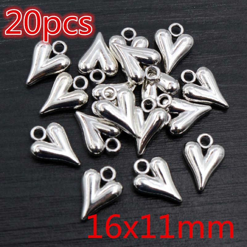 New Fashion Antique Silver Plated Bronze Heart Chrams Metal Alloy Pendant Charms for DIY Neckalce Jewelry Making Findings