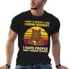 That's What I Do I Drink Whiskey I Hate People Bear Vintage T-Shirt Basic Plain Tee for Spring