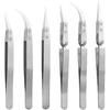 6 Differents Pointed & Curved Tips Ceramic Tweezers Set Precision Ceramic Reverse Solder Tweezers Non-Conductive, Heat Resistant, Anti-Magnetic,