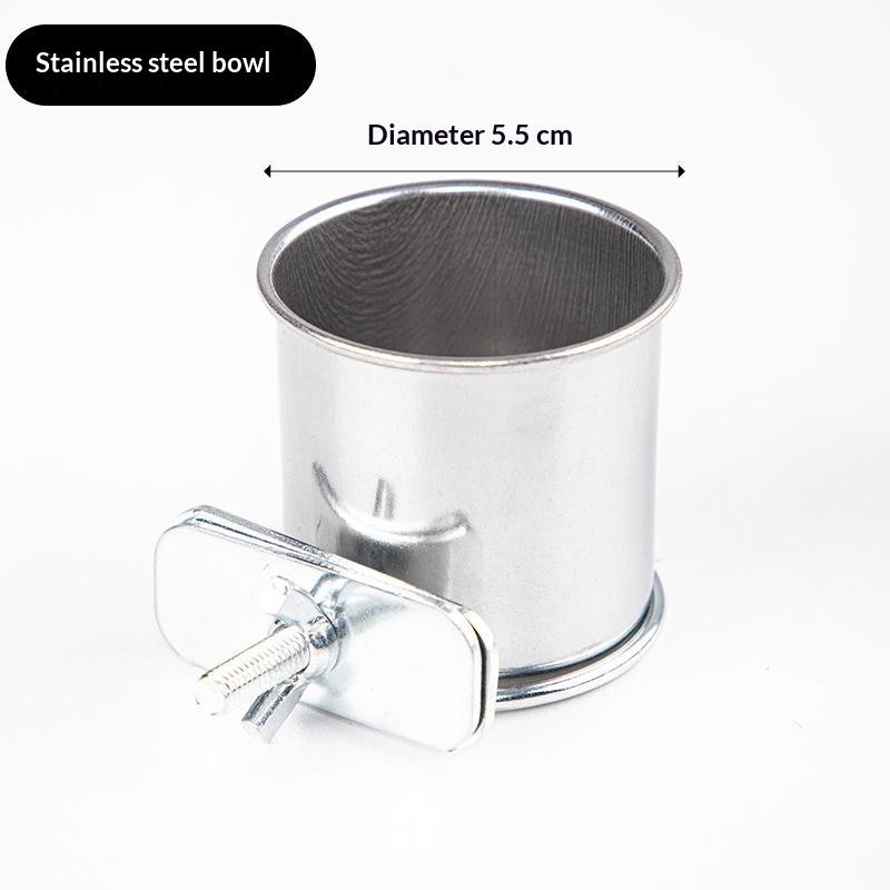 Hanging Cage Bowl For Pet Birds Anti-Turnover Stainless Steel Feeding Food Drinking Feeder Dish Clamp-On Water Drinker Cage Cup