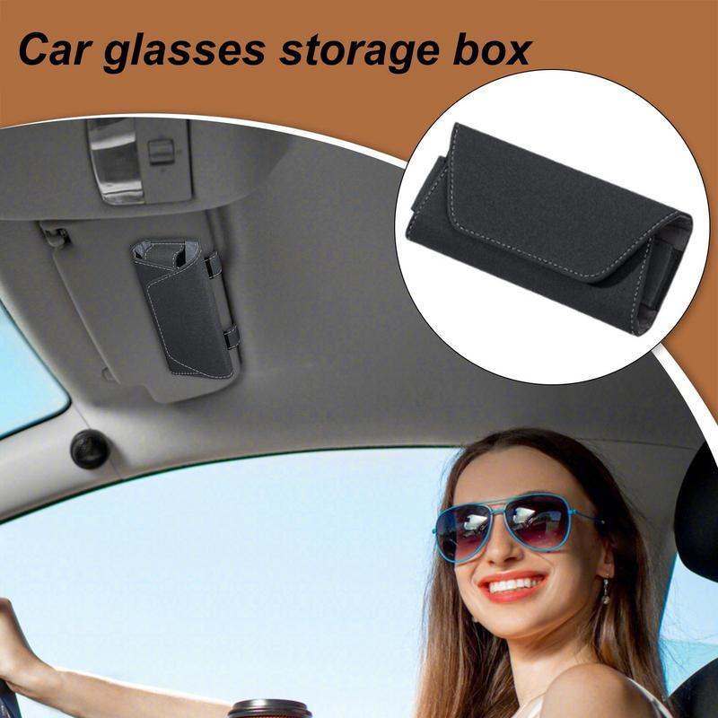 Sunglasses Case for Car Compact Leather Glasses Clip Vehicle Visor Accessories Magnetic Closure Protective Box Truck Gadgets
