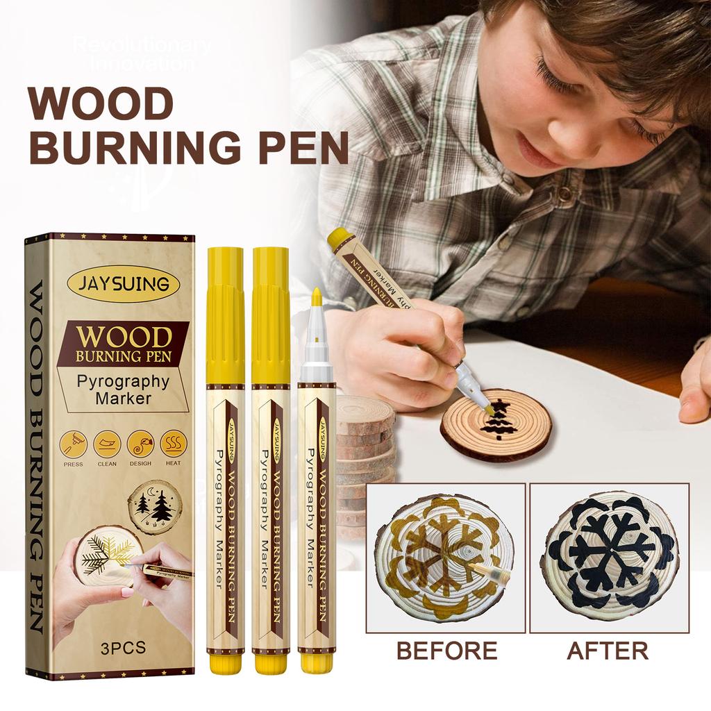 Jaysuing Burning Marker, Wooden Branding Coaster Cutting Board Hand DIY Design Burning Pyrograph Pen