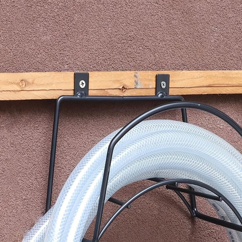 Portatubo da parete in filo metallico, Organizzatore per riporre il tubo da giardino con telaio staccabile e vassoio porta attrezzi per ripostiglio esterno domestico