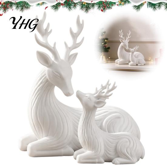 Elegant Interior Accents 2Pcs 3D Printed Parent-child Deer Figurines, Minimalist Animal Statue for Christmas Family Statues Home Decor, Aesthetic