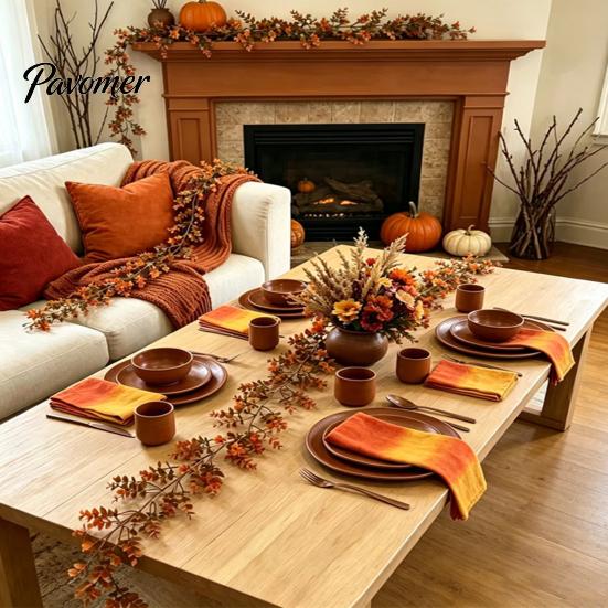 Artificial Plants for Wedding Party Fall Eucalyptus Garland, Autumn Money Leaf Vine, Faux Greenery Fake Flowers Home Decoration Thanksgiving Harvest,