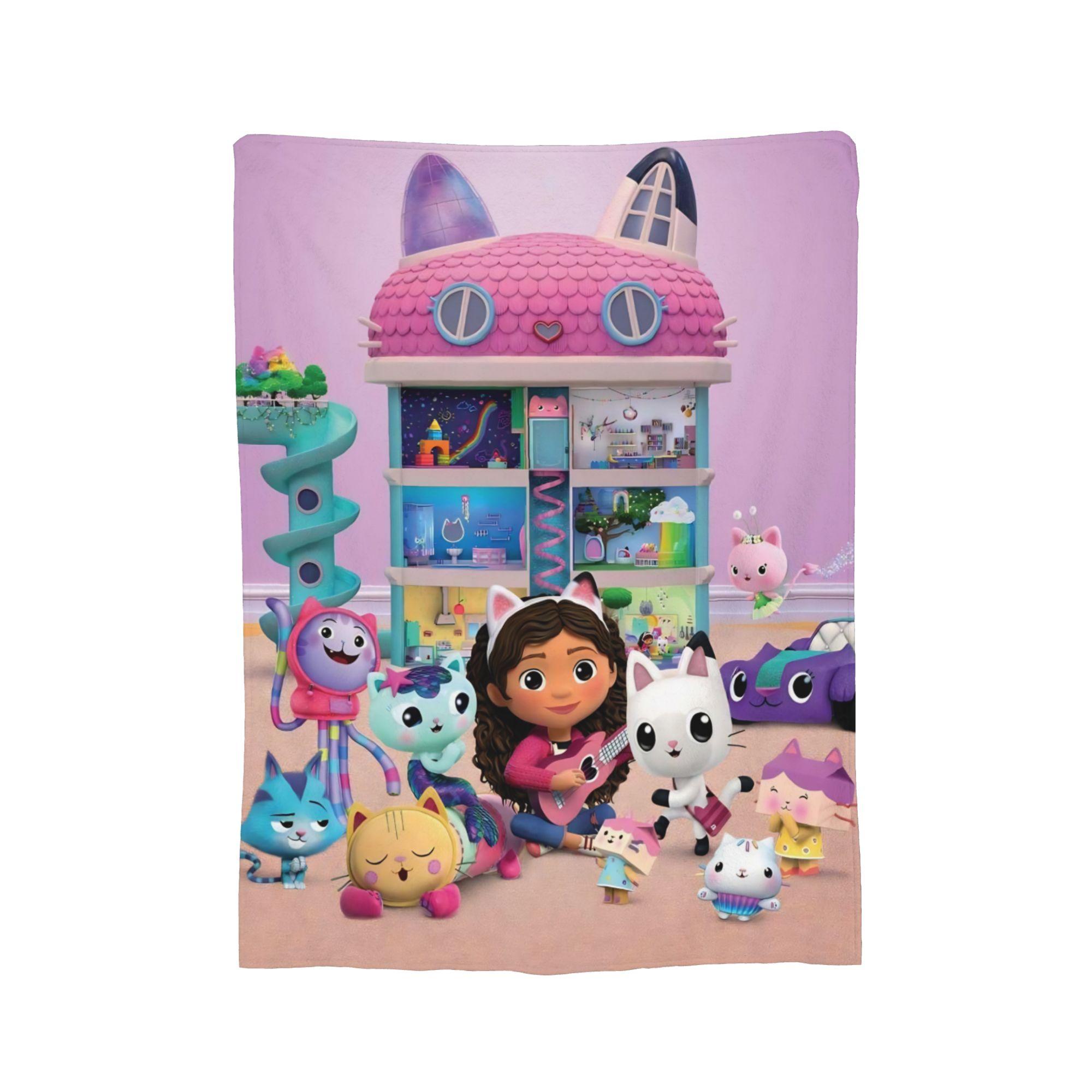 

Cartoon Cute Gabby Dollhouse Blanket Fleece Spring Autumn Portable Lightweight Throw Blankets for Home Couch Bedspreads 30x40in