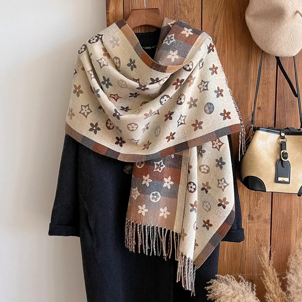 New National Style Cashmere Scarf Winter Women Pashmina Shawls Warm Blanket Wraps Female Foulard Bandana Thick Scarves