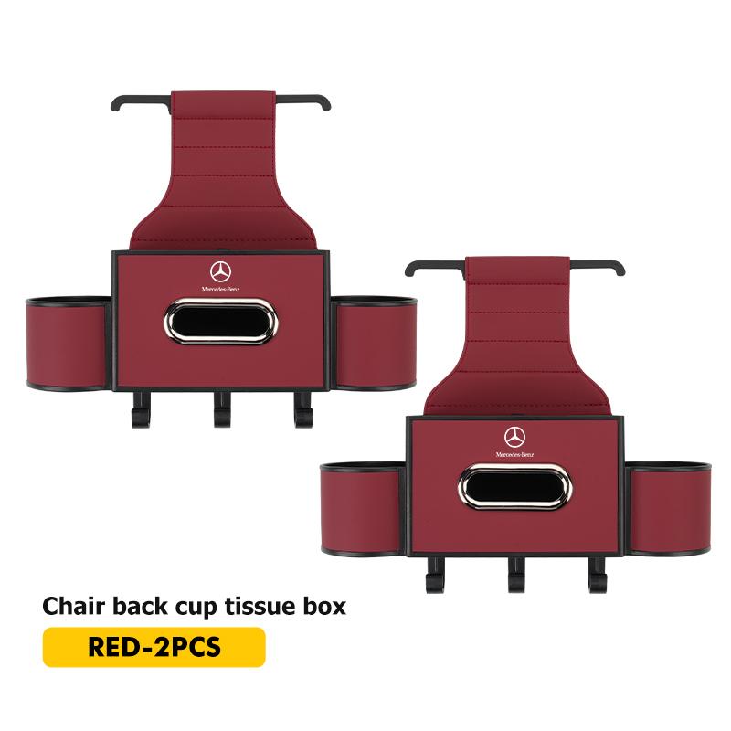 WUL5 Car Backseat Storage Box Hanging Hook Tissue Water Cup Holder For Mercedes Benz C180 C300 W124 W176 W177 C200 C260 GLC CLE CLA