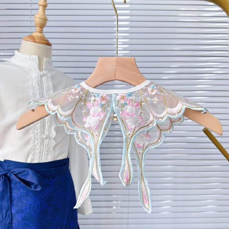 Embroidery Floral Shawl for Girls Chinese Hanfu Floral Yunjian Collar Shawl