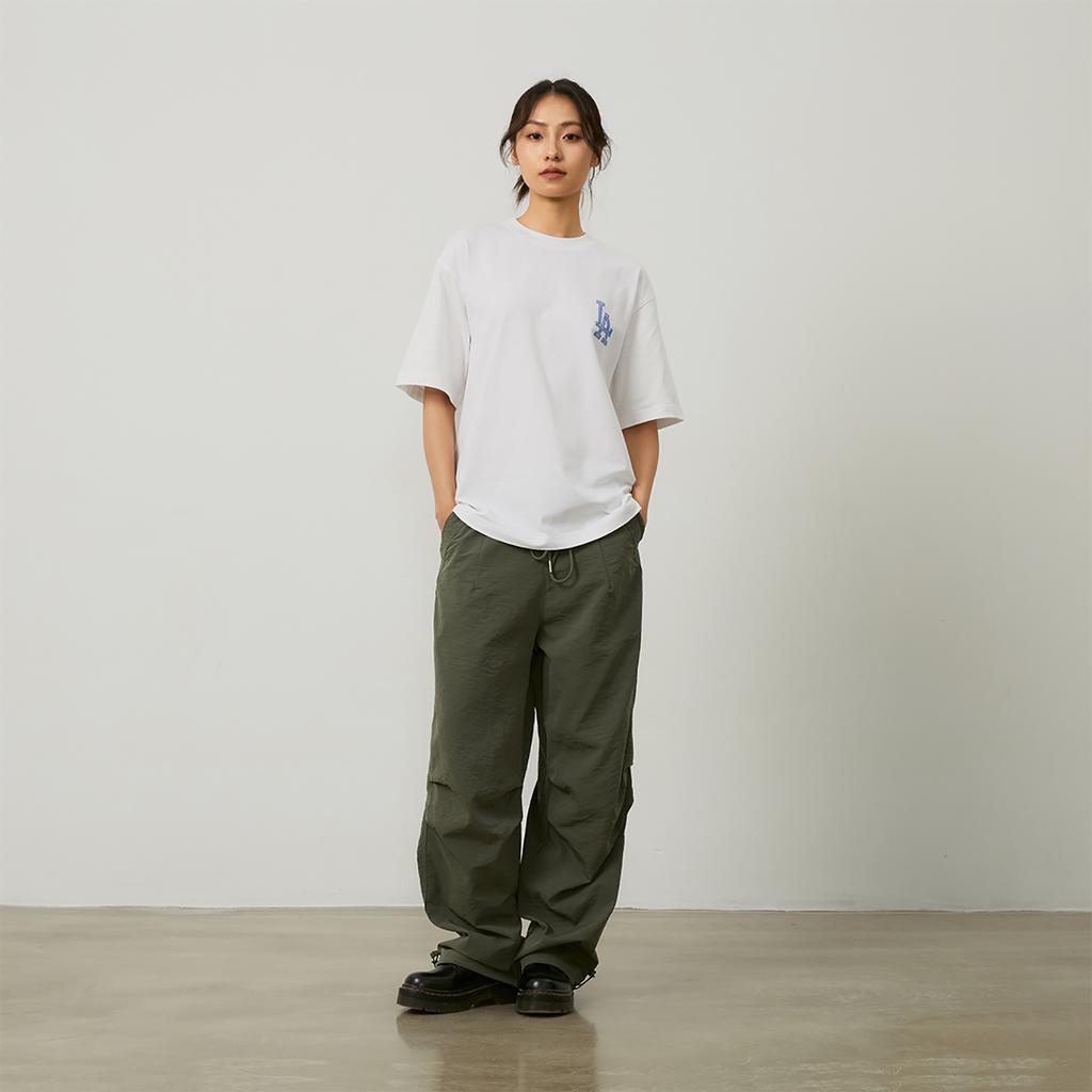 New MLB Base Logo T Shirts Unisex Ecru 3ATSU0143-07WHS