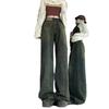 Cement Gray Wide-leg Jeans Women's Spring New High-waisted Loose Niche Design Thin Versatile Straight-leg Pants