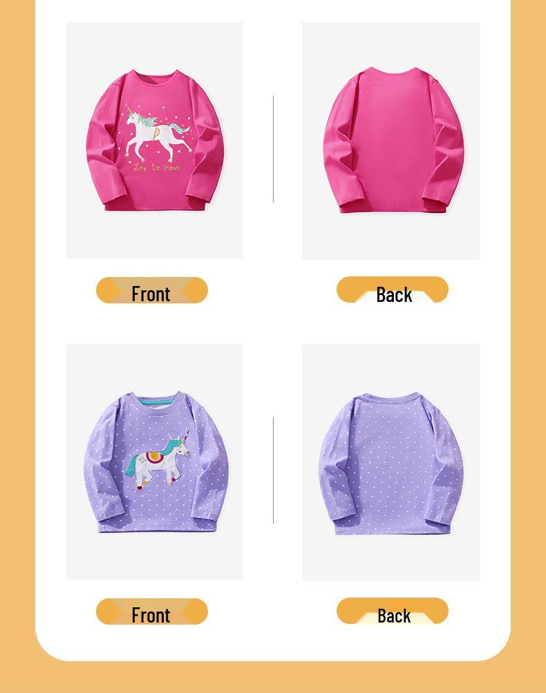 Unicorn Print Embroidered Kids' Long-Sleeve T-Shirt Set: 3-Piece Autumn/Winter 2025 Collection