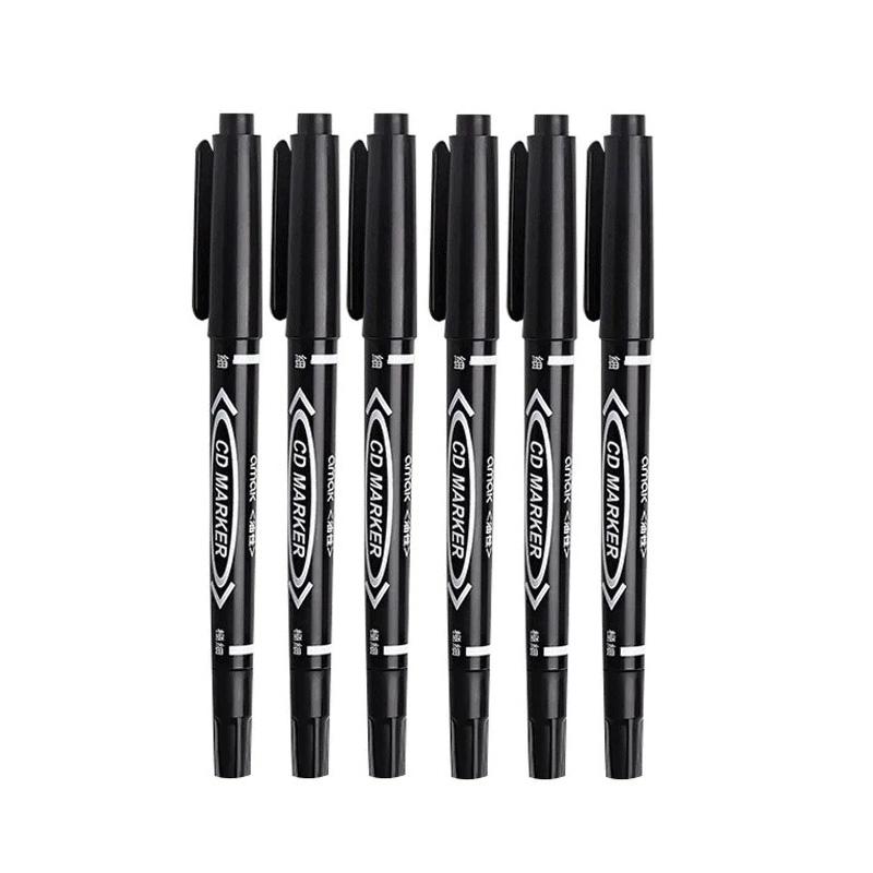 Double Tip Art Black Blue Ink Permanent Paint Marker Pen for Plastic Wood Stone Metal Glass Doodling Marking Graffiti