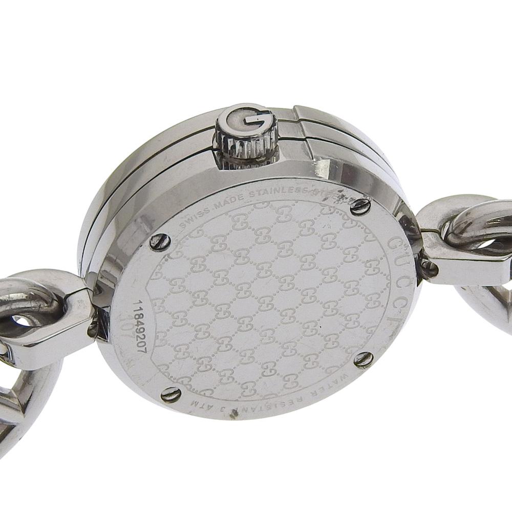GUCCI G Charm Bracelet Watch Watches 107 White shellDial Stainless Steel Quartz Analog display Women Used