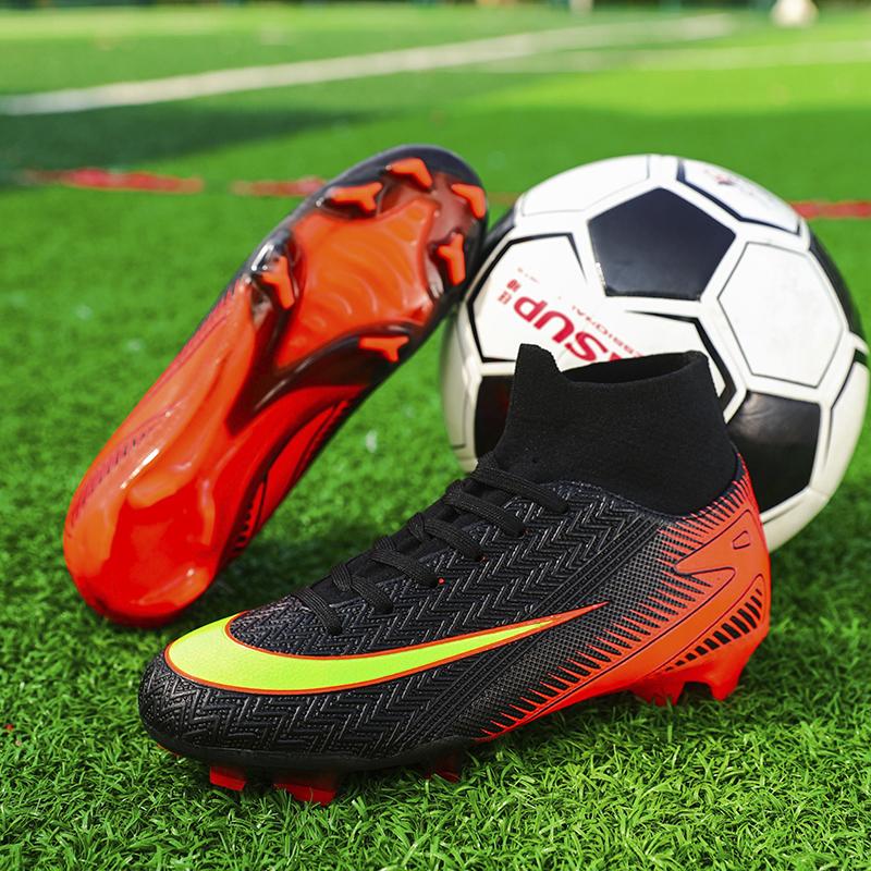 New Men Soccer Boots Society Indoor Cleats Football Shoes Match Long Spikes Sneaker Breathable Ultralight Training Drop Shipping