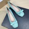 Fashion Flat Shoes Women's 2025 Spring and Autumn New Shallow Square Bow Large Size Women's Shoes 42 43 44 Ladies Shoes Loafers Women