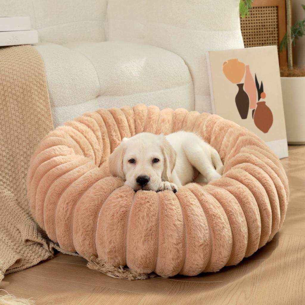 Pet Nest Straight Rabbit Plush Pet Pad Long Hair Round Cat Nest Winter Warm Dog Bed Kennel