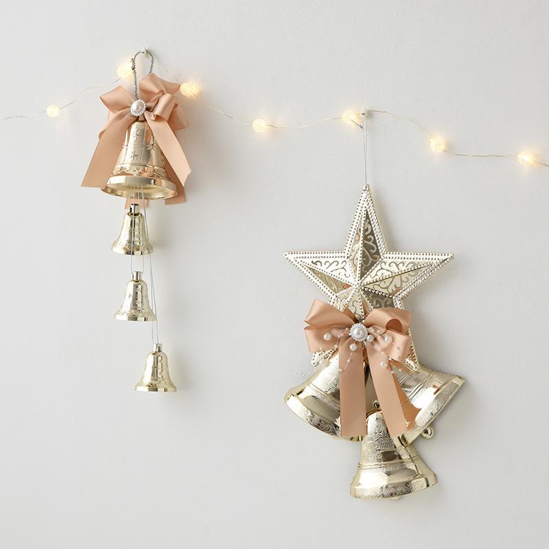 Christmas decorative plastic electroplated bell strings, hotel and shopping mall Christmas tree decoration pendants
