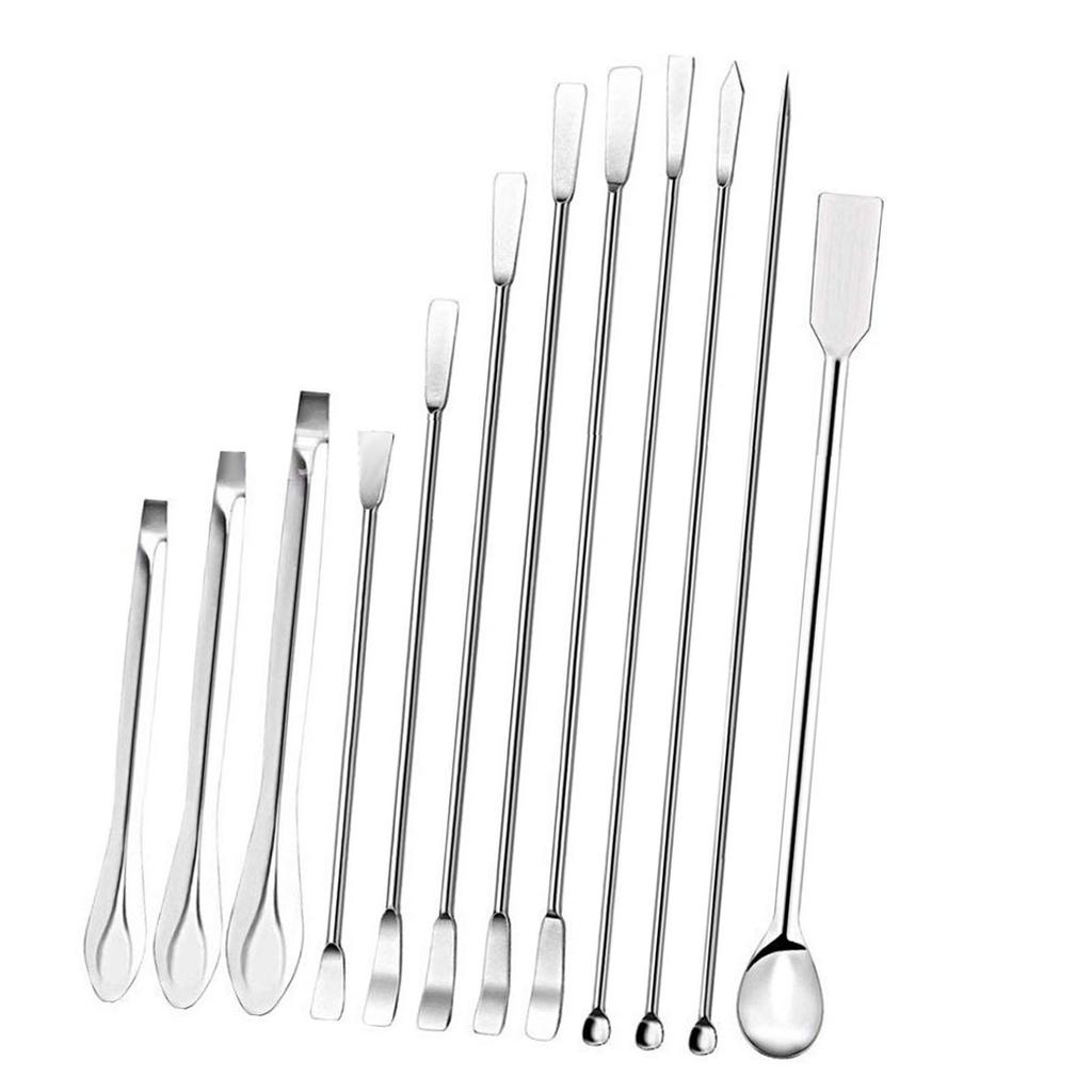 12Pcs Laboratory Spatula 304 Stainless Steel Multifunctional Sampling Scoop Experiment Supplies