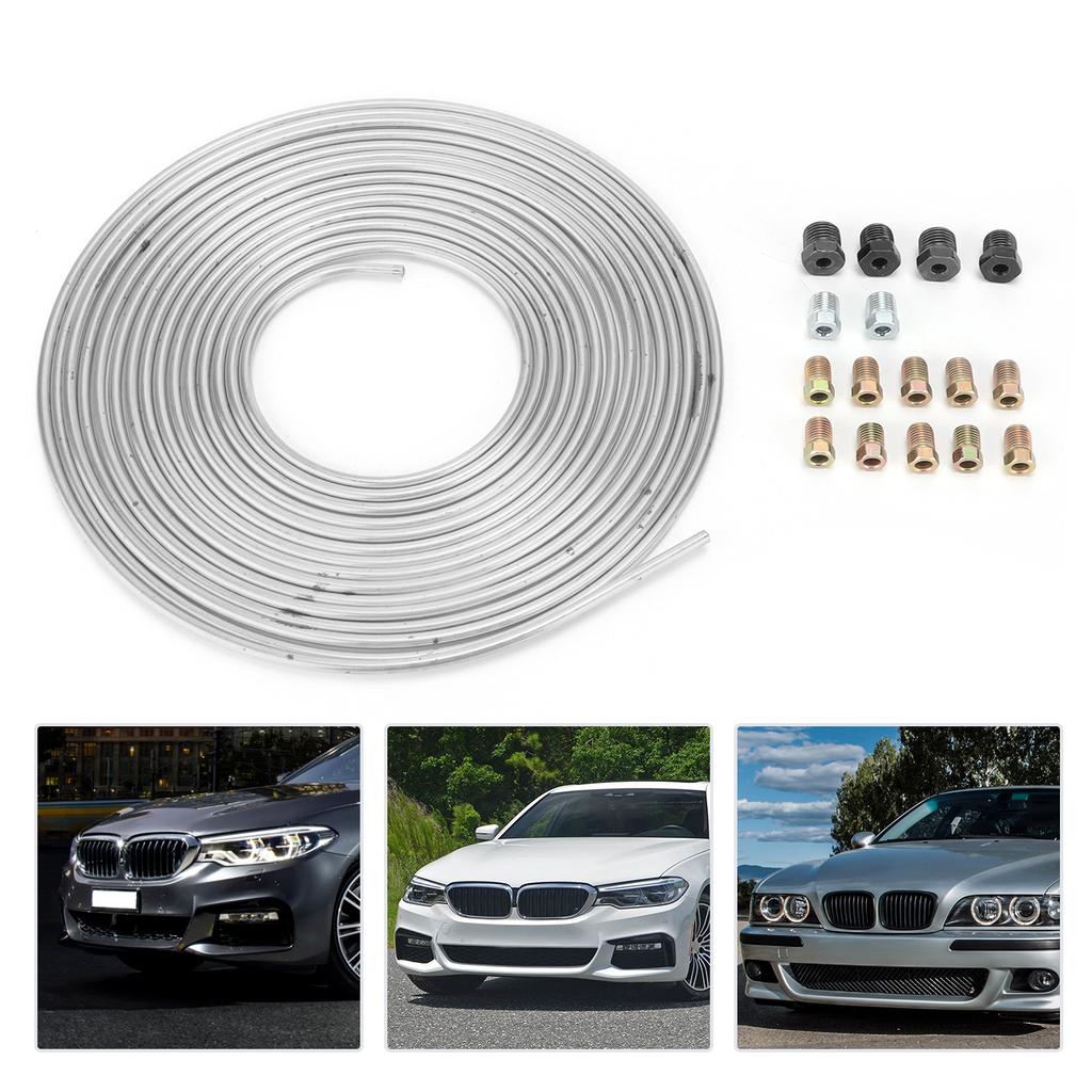 25ft Brake Line Tubing Copper Nickel Plated 3Celsius16in OD with Fittings for Hydraulic Braking Fuel System(Gold )