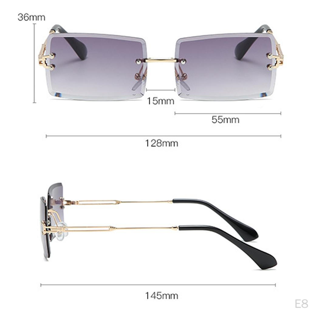 Sunglasses for , Rectangle Cut Retro Tinted Lens UV400 Rimless Shades