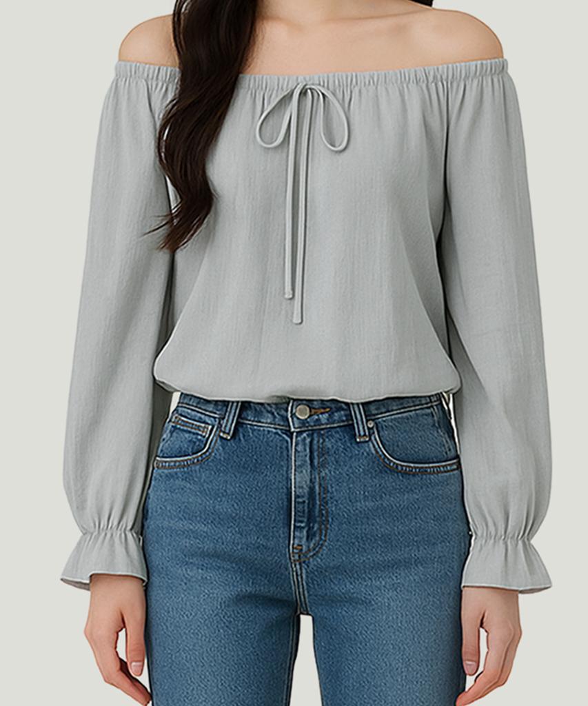 Keulleiseu Muse Shirred Balloon Blouse_Brown