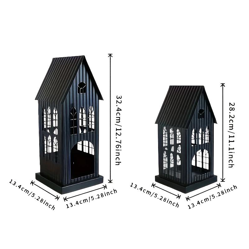 1PC Black White Home Candlestickers Halloween Metal Christmas House Shape Candle Holder Weddings With Gothic Windows Outdoor