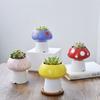 European Ceramic Mushroom Vase Succulent Plant Pot Desktop Green Plant Potted Decor for Living Room and Office Small Ornament