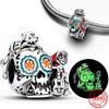 Copper Fits Genuine Bracelets Mickey Murano Glass Bead Dangle Charms Bead Necklaces Pendants DoItYourself Women Jewellery Gif