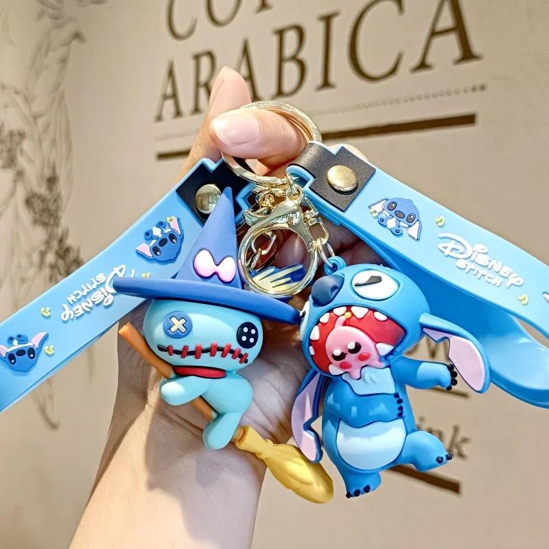Car Cute flower Stitch bag pendant keychain Star and Stitch PVC soft plastic doll pendant couple small key chain Gift