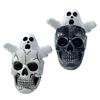 Mini Skull Head with Ghost Figurine Spooky Skeleton Head Ghost Halloween Decor for Gothic Porch Indoor Office Desk Tabletop Mantel Decoration