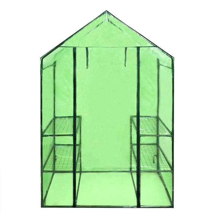Serre - vidaXL - 4 étagères - Acier thermolaqué - Résistante aux UV - Vert transparent