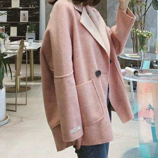 

Petite Mid-Length Woolen Coat: 2025 Autumn/Winter Casual Windbreaker 2XL - 135-155 jin