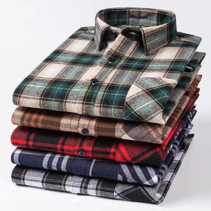 Pure Cotton Men's Plaid Shirt Long Sleeve Regular Fit Men Casual Oversized Shirt Leisure Autumn Male Blouse New Plus Size 11XL