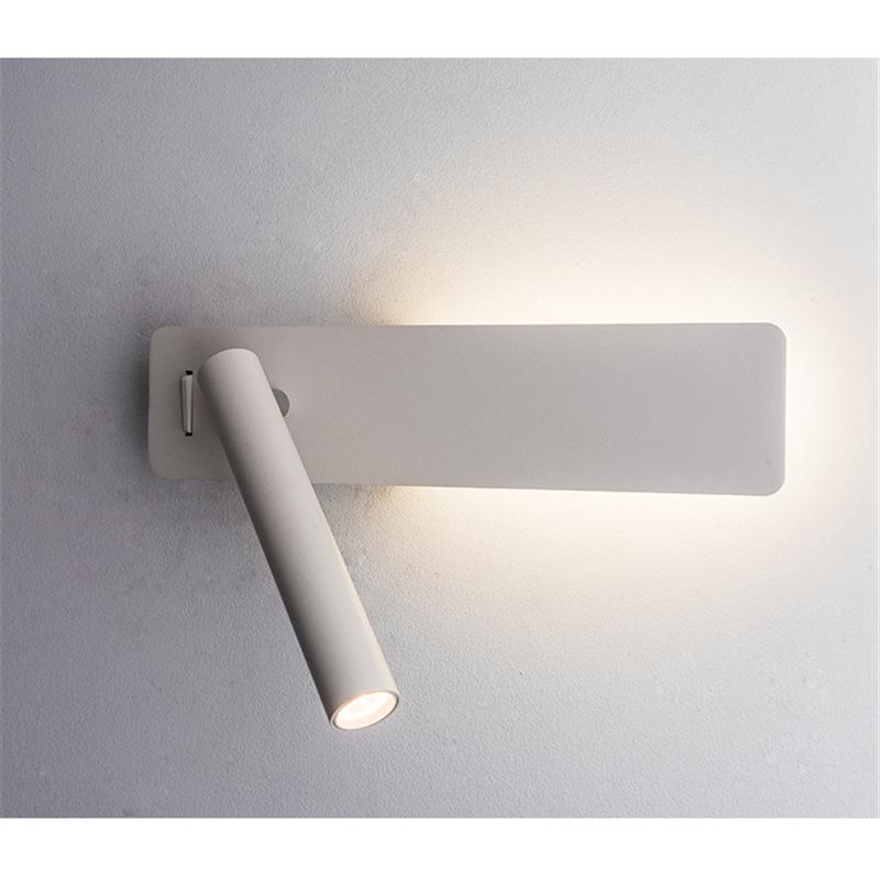 Modern Black White LED Wall Lamp Rotating Bedroom Bedside Light Study Room Reading Night Lighting Indoor Decor With 3W Spotlight