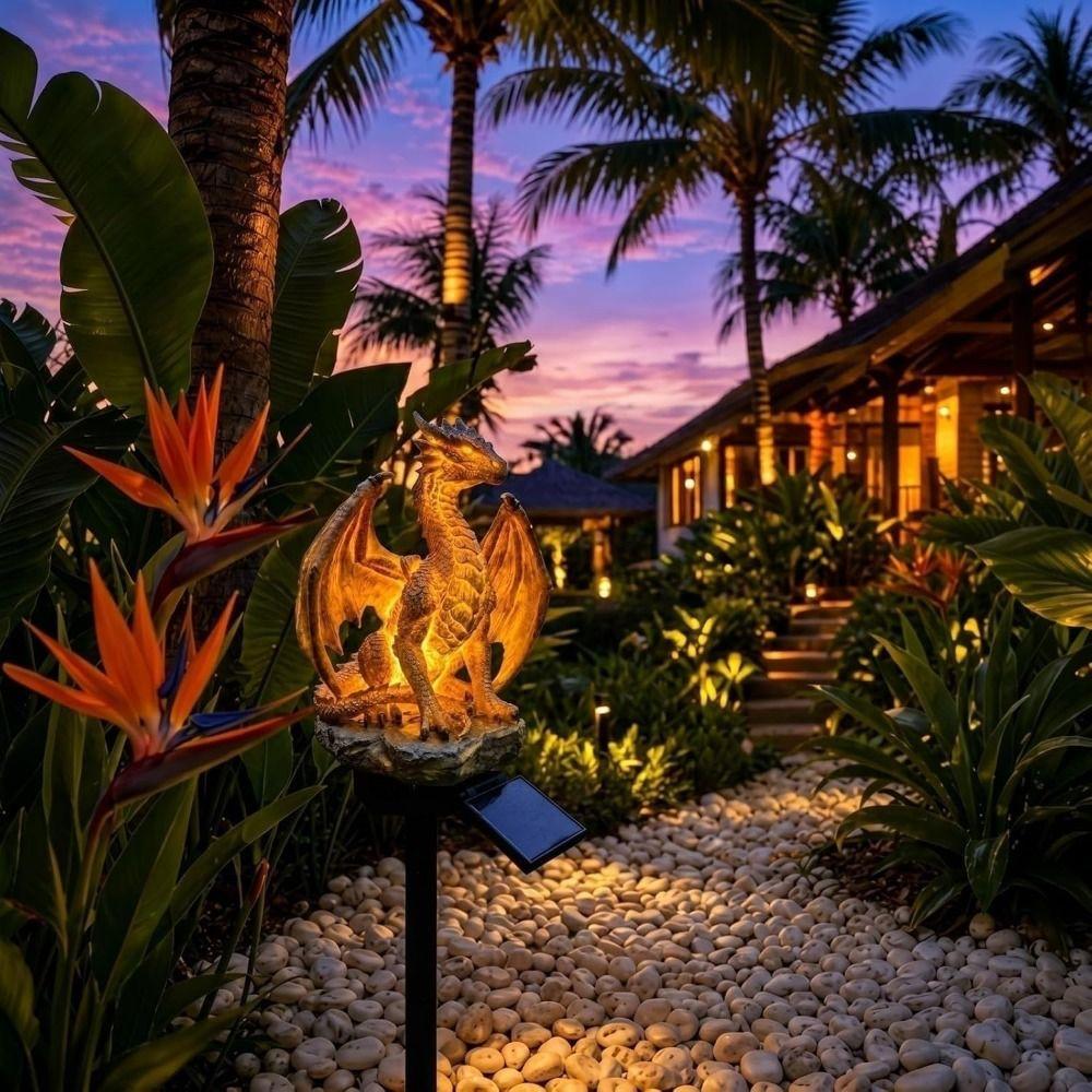 Warm Night Glow Solar Garden Light Solar Powered Solar Stake Light Dragon Garden Light Patio Decor