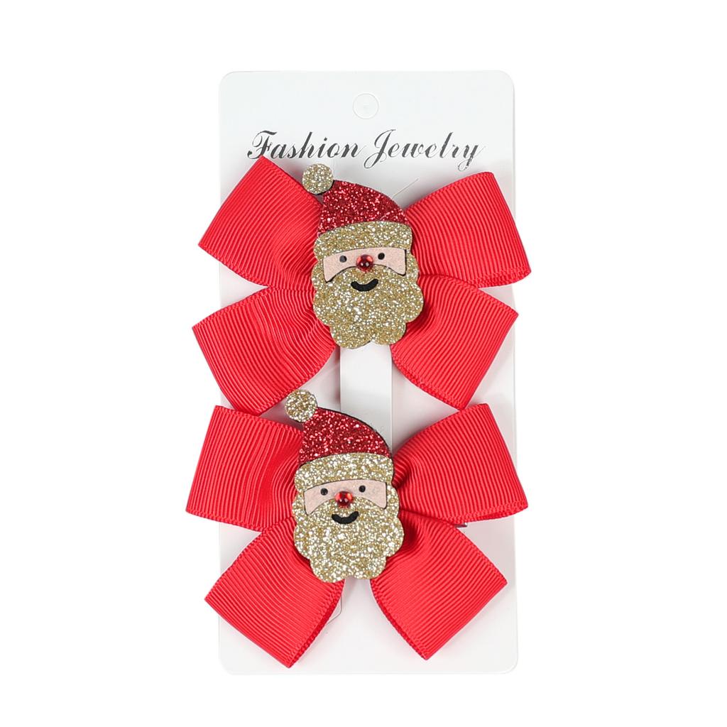 2PCS/Pack Christmas Tree Santa Snowflake Bow Hair Clips Baby Girl Cute Hairpins Boutique Kids Party Hair Accessories Gift